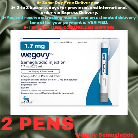 Wegovy Semaglutide 1.7 mg Slimming Pens, From Package of 2 Pens, Available in 0.25 mg, 0.5 mg, 1 mg, 1.7 mg, 2.4 mg, Ship from Philippines