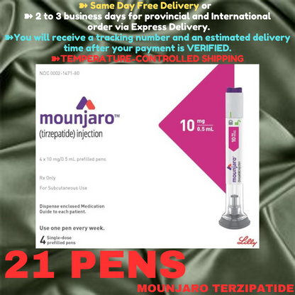 Mounjaro Tirzepatide 2.5 mg Slimming Pens, From Package of 25 Pens, 2.5 mg, 5 mg, 7.5 mg, 10 mg, 12.5 mg, 15 mg, Ship from Philippines