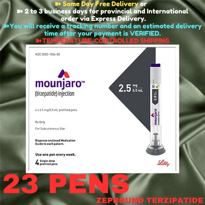 Mounjaro Tirzepatide 12.5 mg Slimming Pens, From Package of 25 Pens, 2.5 mg, 5 mg, 7.5 mg, 10 mg, 12.5 mg, 15 mg, Ship from Philippines