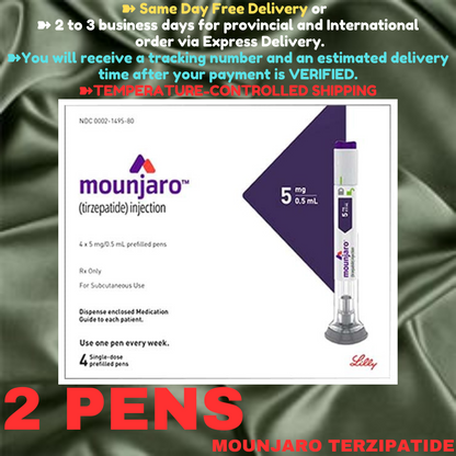 Mounjaro Tirzepatide 5 mg Slimming Pens, From Package of 25 Pens, 2.5 mg, 5 mg, 7.5 mg, 10 mg, 12.5 mg, 15 mg, Ship from Philippines